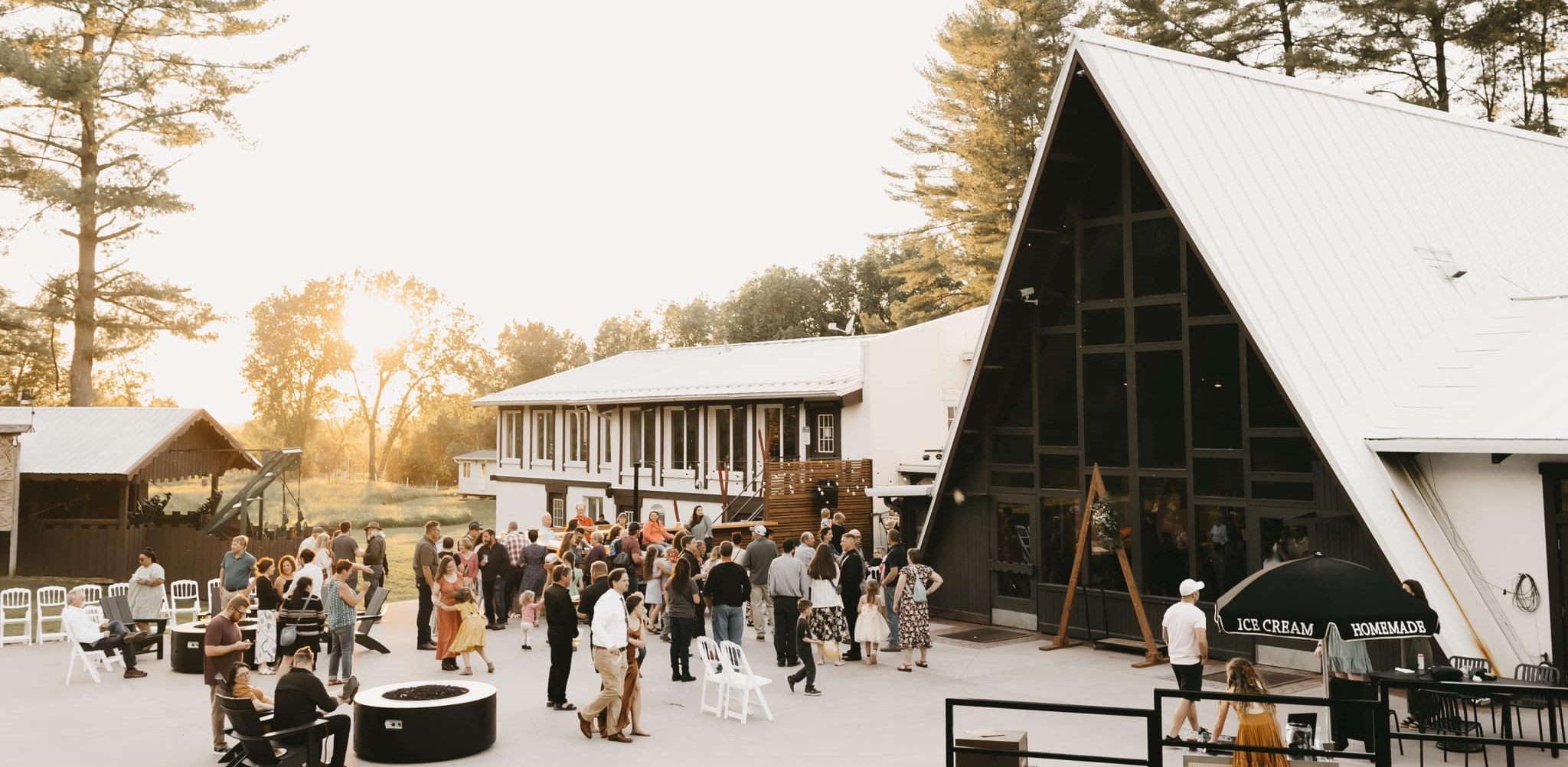 Wedding Venue Mt. La Crosse Wisconsin with guests mingled outside