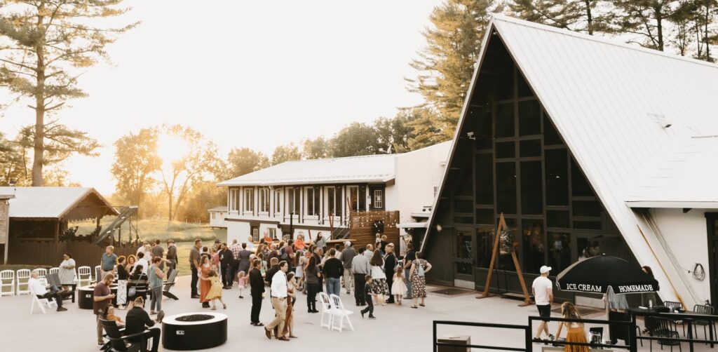 The cocktail hour of a wedding day set at Mt. La Crosse.